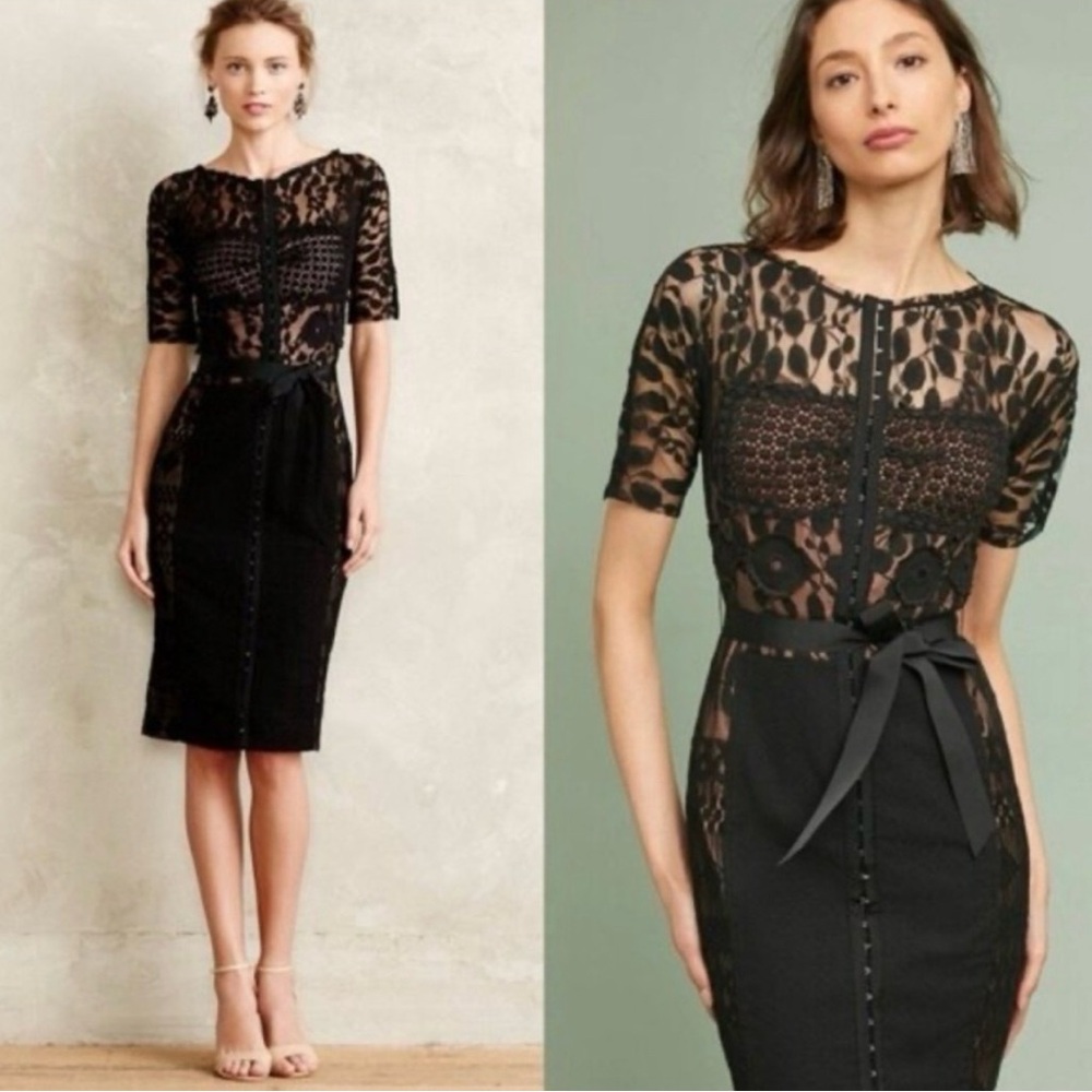 Anthropologie Byron Lars Elegant Black Lace Dress